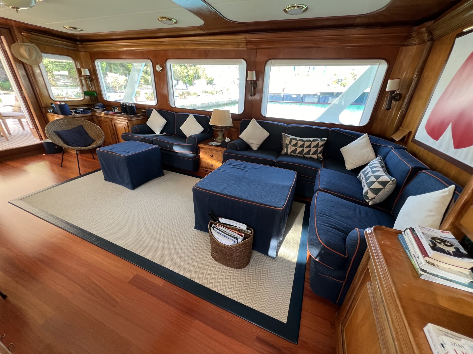 Salon on classic motor yacht