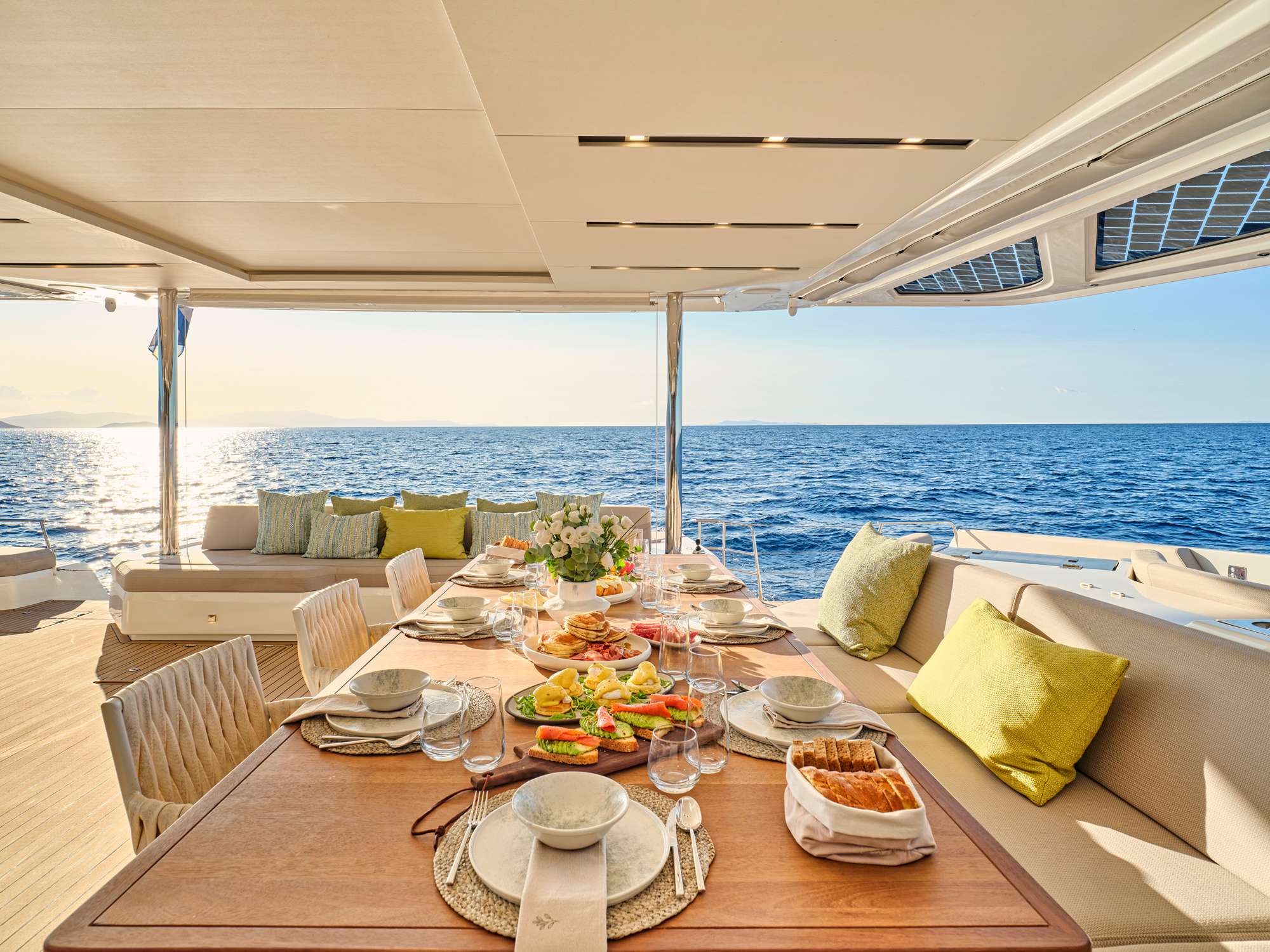 Fountaine Pajot Thira 80 for charter - outdoor dining